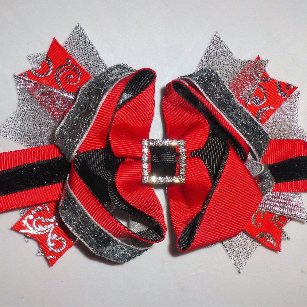 Santa Christmas Girls Hair Bow Clip 5 Inches
